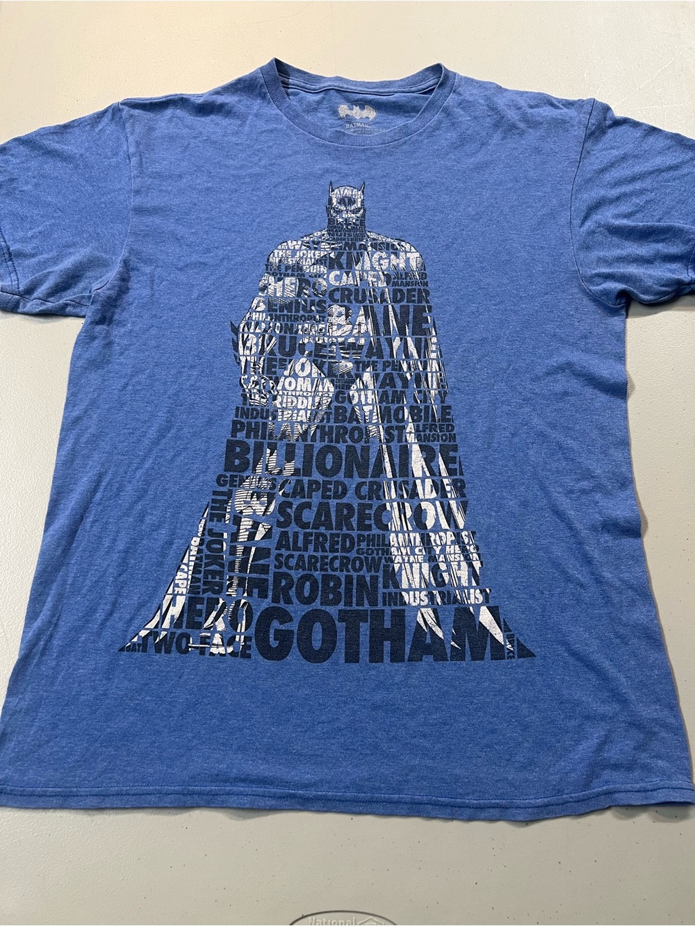 DC Comics Batman Typography Graphic T-Shirt Blue Men’s Medium Gotham Tee
